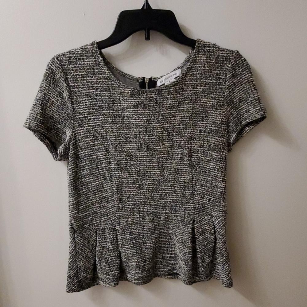 Liz Claiborne Tweed Peplum Top NWOT